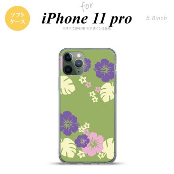 iPhone11Pro iPhone11 Pro スマホケース ソフトケース ハイビスカス C 緑 メンズ レディース nk-i11p-tp451