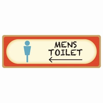 トイレ 案内 シール MENS レトロ デザイン 左 矢印 長方形 方向案内 進路ドア 防水 屋内 屋外 サインステッカー ピクトサイン トイレマーク表示 案内 注意 施設 御手洗 TOILET おしゃれ シンプル 安全対策