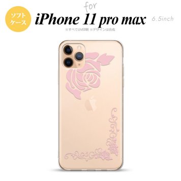 iPhone11ProMax iPhone11pro max スマホケース ソフトケース バラ A クリア ピンク メンズ レディース nk-i11pm-tp1067