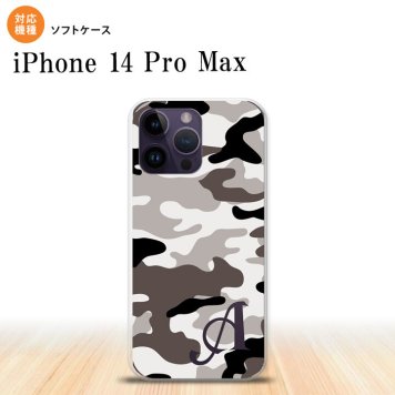 iPhone14 ProMax iPhone14 Pro Max スマホケース 背面ケースソフトケース ウッドランド 迷彩 A グレー +アルファベット 2022年 9月発売 nk-i14pm-tp1145i