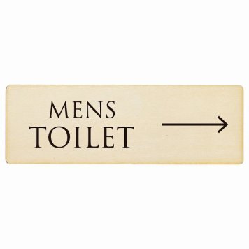 トイレ プレート 木製 MENS 文字タイプ ナチュラル ブラック 右 矢印 長方形 12x4cm 方向案内 進路ドア サインプレート ピクトサイン トイレマーク表示 案内 注意 施設 御手洗 TOILET おしゃれ シンプル 安全対策