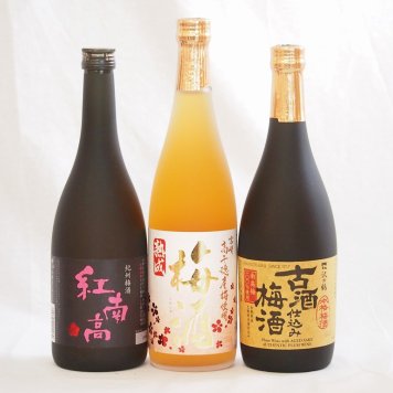 梅酒3本セット(古酒仕込み梅酒 紅南高梅酒20度(和歌山) 高千穂産梅使用熟成梅酒) 720ml×3本