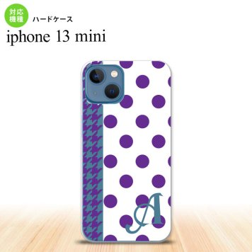 iPhone13mini iPhone13 mini ケース ハードケース ドット 千鳥 紫 +アルファベット  nk-i13m-1513i