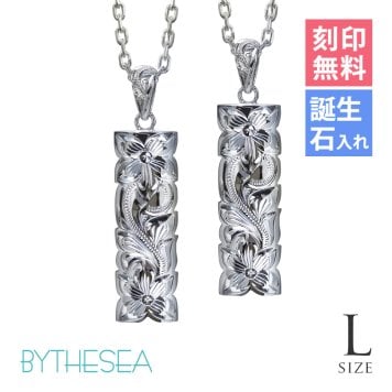 ハワイアンジュエリー ネックレス シルバー ペアネックレス 2本セット 刻印 無料 誕生石入れ可 Lサイズ カットアウト バチカン彫有 シルバー925 ギフトラッピング可能 長さ選べる カップル 夫婦 プレゼント ハロウィン 【品番：CG-SP332P】