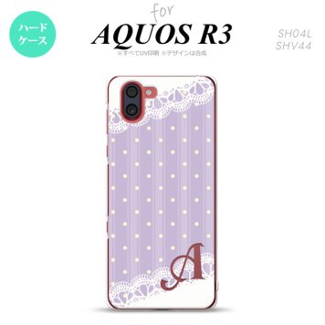SH-04L SHV44 R3 AQUOS R3 スマホケース カバー ドット レース C 薄紫 +アルファベット nk-r3-1614i