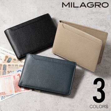 MILAGRO シュリンクレザー・トラベル対応2つ折り財布
