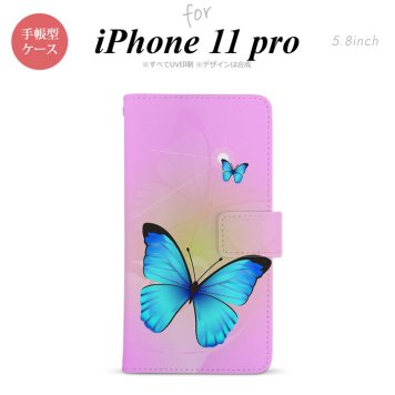 iPhone11Pro iPhone11 Pro 手帳型スマホケース カバー バタフライ 蝶 ピンク  nk-004s-i11p-dr211