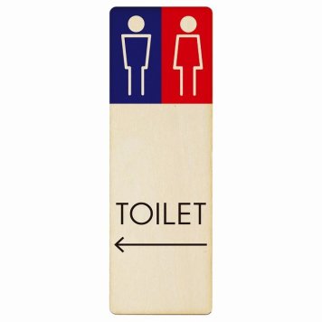 トイレ プレート 木製 男女 H1 左 矢印 長方形 縦書き 9x27cm 方向案内 進路ドア サインステッカー ピクトサイン トイレマーク表示 案内 注意 施設 御手洗 TOILET おしゃれ シンプル 安全対策