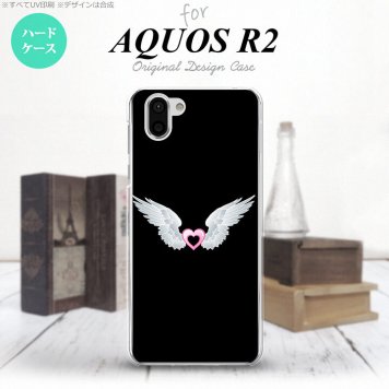 AQUOS R2 アクオス アール2 SH-03K SHV42 専用 スマホケース カバー ハードケース 翼(ハート) 白×黒 nk-r2-473[スマホ,スマホケース,スマホカバー,ケース,カバー,ジャケット]