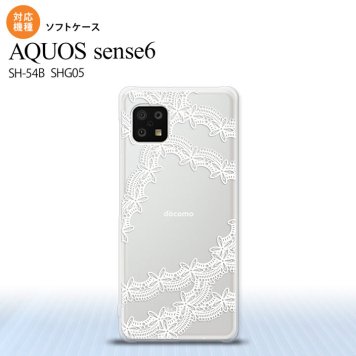 SH-54B SHG05 AQUOS sense6 スマホケース ソフトケース レース 帯 B 白 メンズ レディース nk-sens6-tp1102