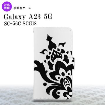 Galaxy A23 GalaxyA23 手帳型スマホケース カバー ダマスク 黒 2022年 10月発売 nk-004s-a23-dr1029