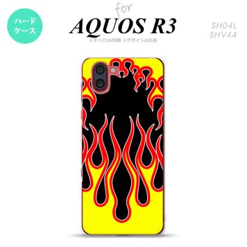 SH-04L SHV44 R3 AQUOS R3 スマホケース カバー ファイヤー 炎 黒 黄 nk-r3-1301