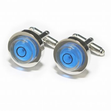 鎌倉カフス工房 ブルー水準器カフスボタン・カフリンクス メンズ  cf760 結婚式 旦那 プレゼント ギフト 彼氏 父の日 誕生日プレゼント