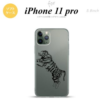 iPhone11Pro iPhone11 Pro スマホケース ソフトケース 虎 クリア 黒 メンズ レディース nk-i11p-tp568