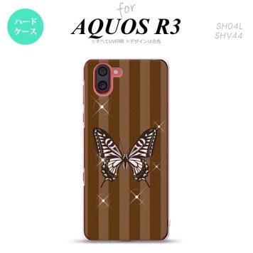 SH-04L SHV44 R3 AQUOS R3 スマホケース カバー バタフライ 蝶 E 茶 nk-r3-316