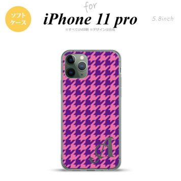 iPhone11Pro iPhone11 Pro スマホケース ソフトケース 千鳥 格子 大 紫 +アルファベット メンズ レディース nk-i11p-tp922i