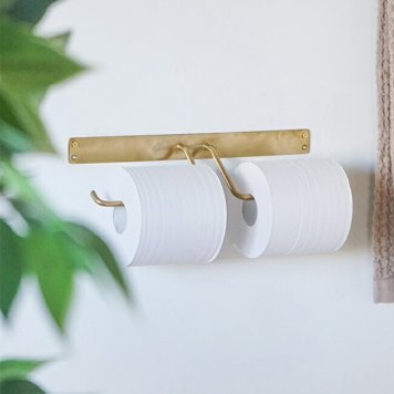 ブラス ペーパーホルダー W[トイレットペーパー ホルダー 2連 棒 おしゃれ 真鍮 ゴールド 金色 壁掛け トイレットペーパーホルダー トイレ DIY リフォーム アンティーク 風 ヴィンテージ 調 アクシス]