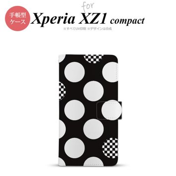 【手帳型 スマホ カバー ケース】【SO02K】【エクスペリア XZ1】手帳型 ケース SO-02K スマホ カバー Xperia XZ1 Compact エクスペリア 水玉A 黒×白 nk-004s-so02k-dr1111【メール便送料無料】