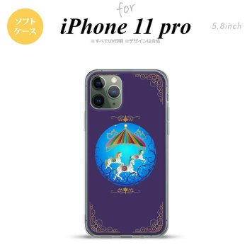 iPhone11Pro iPhone11 Pro スマホケース ソフトケース メリーゴーラウンド 紺 メンズ レディース nk-i11p-tp1505