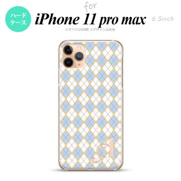 iPhone11ProMax iPhone11pro max スマホケース ハードケース アーガイル 青 グレー +アルファベット メンズ レディース nk-i11pm-1413i