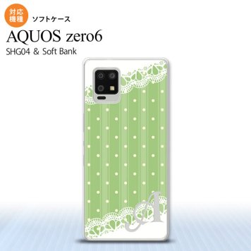 SHG04 SHG04 ZERO6 AQUOS zero6 スマホケース ソフトケース ドット レース C 薄緑 +アルファベット メンズ レディース nk-zero6-tp1616i