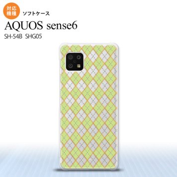 SH-54B SHG05 AQUOS sense6 スマホケース ソフトケース アーガイル クリア 緑 メンズ レディース nk-sens6-tp1408