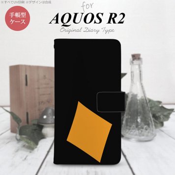 SH-03K/SHV42/706SH AQUOS R2 手帳型スマホケース カバー トランプ ダイヤ 黒 オレンジ  nk-004s-r2-dr545