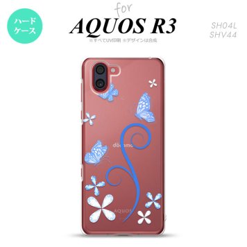 SH-04L SHV44 R3 AQUOS R3 スマホケース カバー バタフライ 蝶 C 青 nk-r3-222