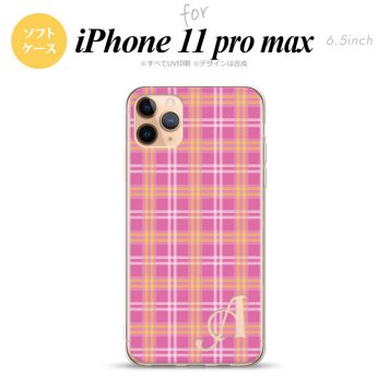 iPhone11ProMax iPhone11pro max スマホケース ソフトケース チェック B ピンク +アルファベット メンズ レディース nk-i11pm-tp434i