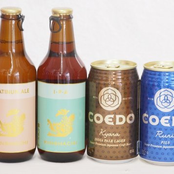 クラフトビール4本セット(コエド瑠璃 缶 コエド伽羅 缶 金しゃちプラチナエール瓶 金しゃちIPA瓶) 350ml×2本 330ml×2本