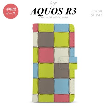 SH-04L/SHV44 AQUOS R3 手帳型スマホケース カバー パッチワーク ミックス  nk-004s-r3-dr1677