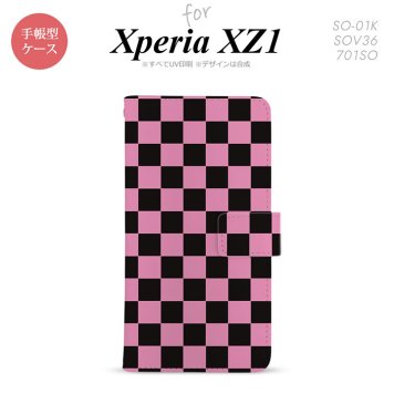 【手帳型 スマホ カバー ケース】【SO01K】【エクスペリア XZ1】手帳型 ケース SO-01K スマホ カバー Xperia XZ1 エクスペリア スクエア 黒×ピンク nk-004s-so01k-dr762【メール便送料無料】