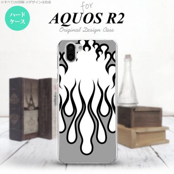 AQUOS R2 アクオス アール2 SH-03K SHV42 専用 スマホケース カバー ハードケース ファイヤー 白×黒 nk-r2-1307[スマホ,スマホケース,スマホカバー,ケース,カバー,ジャケット]