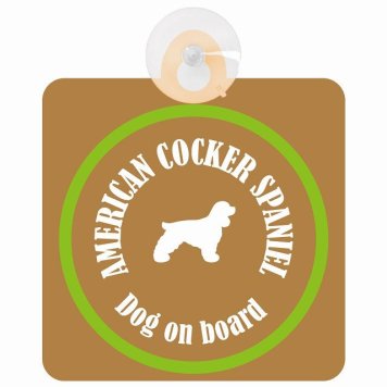 American Cocker Spaniel アメリカンコッカースパニエル ブラウン＆グリーン 車 窓ガラス 吸盤タイプ DOG IN CAR かっこいい おしゃれ 犬 シルエット アメ雑風 カラフル ドッグインカー ドッグオンボード 安全対策 セーフティサイン デコ 外出 ドライブ カーサイン 吸盤