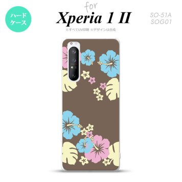 Xperia 1 II 5G スマホケース 背面カバー ストラップホール有り ハードケース ハイビスカス C 茶 ストラップホール おしゃれ かわいい かっこいい メンズ レディース nk-xp12-452