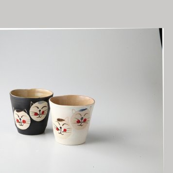 カップルキャット　ロックカップ　ペア 陶器 万古焼 やきものの里から、暮らしを贈ります。　ギフト 食器 セット テーブルウェア