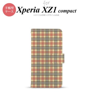 【手帳型 スマホ カバー ケース】【SO02K】【エクスペリア XZ1】手帳型 ケース SO-02K スマホ カバー Xperia XZ1 Compact エクスペリア チェックB ベージュ×赤 nk-004s-so02k-dr446【メール便送料無料】