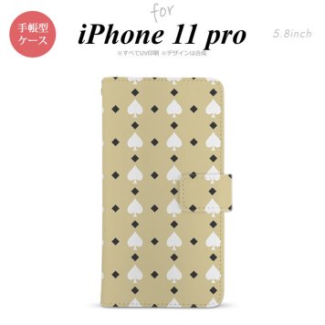 iPhone11Pro iPhone11 Pro 手帳型スマホケース カバー トランプ スペード ベージュ 白  nk-004s-i11p-dr541