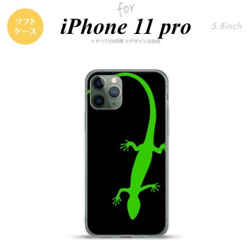 iPhone11Pro iPhone11 Pro スマホケース ソフトケース トカゲ 黒 緑 メンズ レディース nk-i11p-tp779