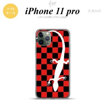 iPhone11Pro iPhone11 Pro スマホケース ソフトケース トカゲ 市松 赤 メンズ レディース nk-i11p-tp864