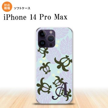 iPhone14 ProMax iPhone14 Pro Max スマホケース 背面ケースソフトケース ホヌ 小 青 +アルファベット 2022年 9月発売 nk-i14pm-tp1468i