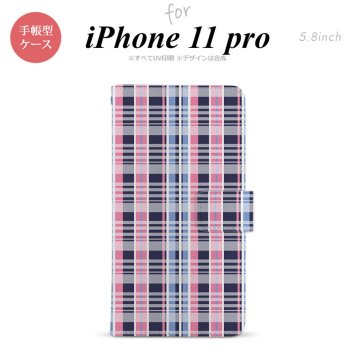iPhone11Pro iPhone11 Pro 手帳型スマホケース カバー チェック ピンク 青  nk-004s-i11p-dr440