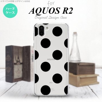 AQUOS R2 アクオス アール2 SH-03K SHV42 専用 スマホケース カバー ハードケース ドット・水玉 黒 nk-r2-001[スマホ,スマホケース,スマホカバー,ケース,カバー,ジャケット]