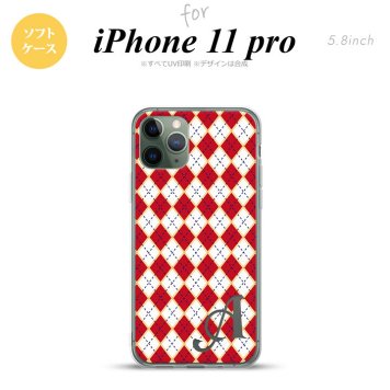 iPhone11Pro iPhone11 Pro スマホケース ソフトケース アーガイル 赤 青 +アルファベット メンズ レディース nk-i11p-tp1403i