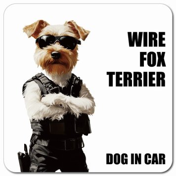 名入れ可 Wire Fox Terrier ワイアーフォックステリア カーサイン 車 マグネット 強力 13x13cm 正方形 セキュリティガード風 ちょい悪 マグネットステッカー 犬 安全対策 煽り運転 屋外 防水 屋内