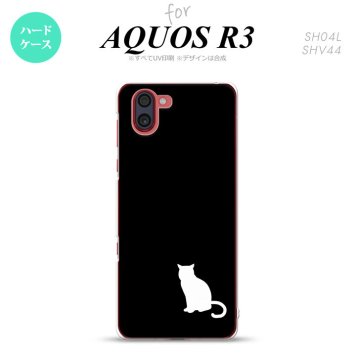 SH-04L SHV44 R3 AQUOS R3 スマホケース カバー 猫 影 黒 白 nk-r3-429