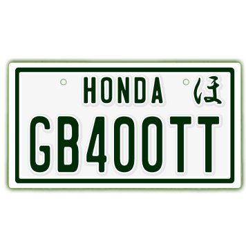 なんちゃって単車プレート【HONDA・GB400TT】ナンバープレート　バイク　二輪　オートバイ　グッズ　アクセサリー　雑貨 インテリア アイテム プレゼント ギフト バイク好き 旧車 走り屋 ギア パーツ メンテナンス ファッション お洒落 オブジェ