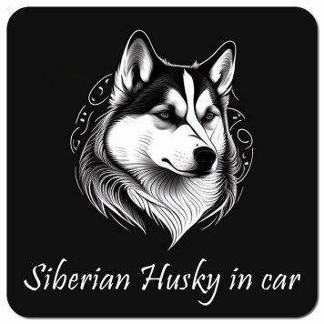 イラスト付 Dog in Car シベリアンハスキー Cタイプ カーサイン 車 マグネットステッカー 犬 マグネット 強力 13x13cm 正方形 おしゃれ かわいい ドラレコステッカー 安全対策 危険運転 煽り運転 アニマル 動物 犬種別 屋外 防水 屋内
