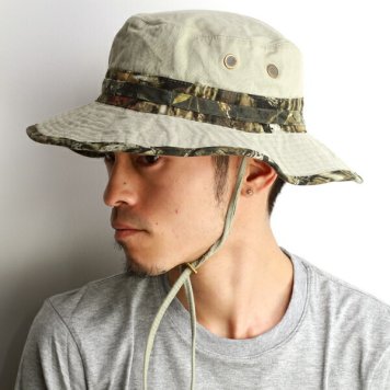 メンズ ハット 春夏 帽子 紫外線対策 サハリハット ブーニーハット ツイル リアルカモフラージュ ミリタリー 日よけ mossyoak アウトドア 小さいサイズ あごひも付き UPF50+ ベージュ インフィニティ 紳士帽子 おしゃれ カモフラ 迷彩柄 メンズハット ぼうし 父の日