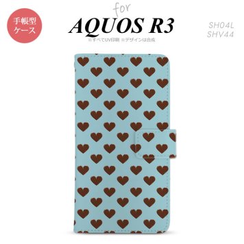 SH-04L/SHV44 AQUOS R3 手帳型スマホケース カバー ハート 青  nk-004s-r3-dr172